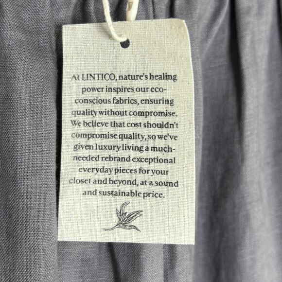 NWT Lintico Women’s Pull On Pants Linen Barrel Leg Crop Lagenlook Artsy Gray - Picture 6 of 7